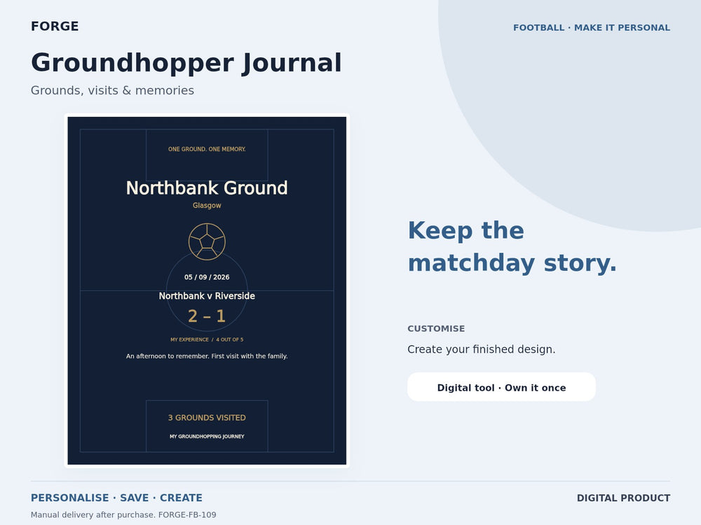Groundhopper Journal — actual included designs and browser tool preview. Original FORGE digital product.