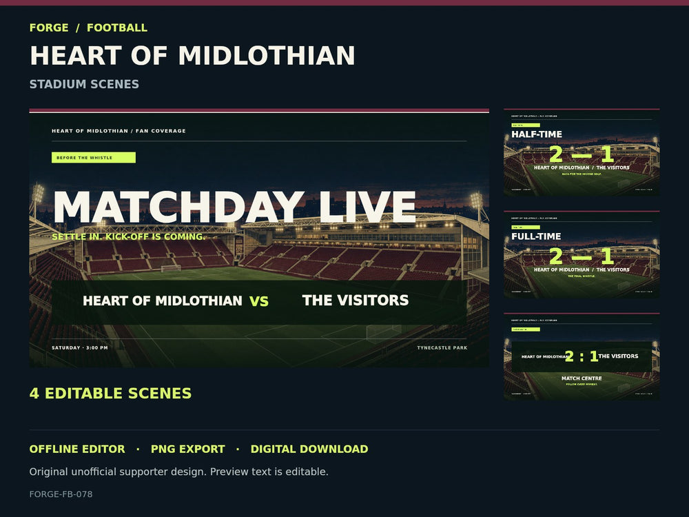 Heart of Midlothian Supporter Stadium Scene Studio — actual editable design or tool preview; unofficial digital product