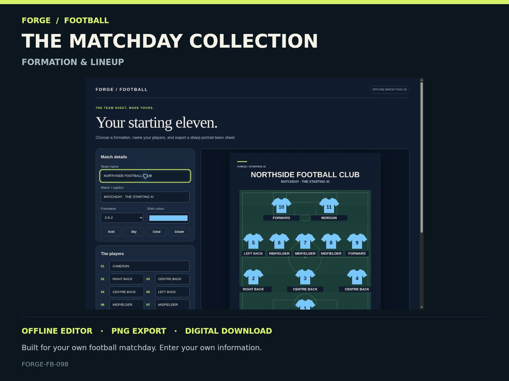 Formation & Lineup Board — actual editable design or tool preview; unofficial digital product
