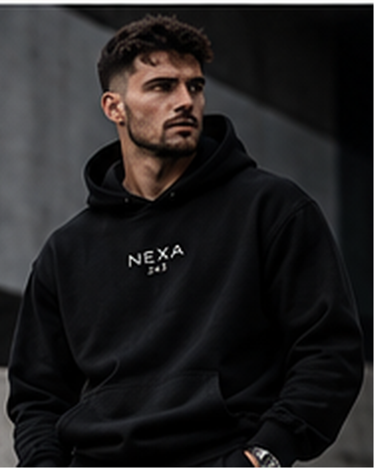 NEXA Embroidered Hoodie premium campaign image