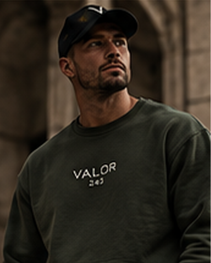 VALOR Embroidered Crewneck premium campaign image